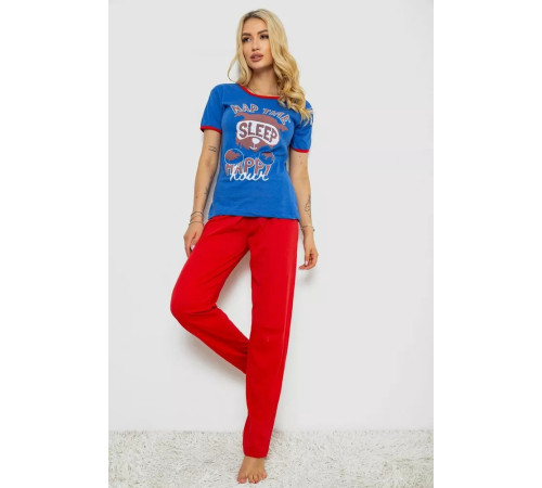 Піжама жіноча з принтом, колір синій, 243R20258