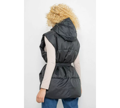 Жилет женский с капюшоном, цвет темно-зеленый, 207R2016