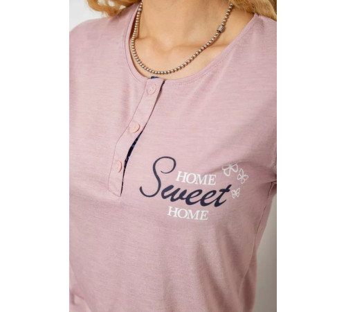 Піжама жіноча з принтом, колір пудровий, 243R10248