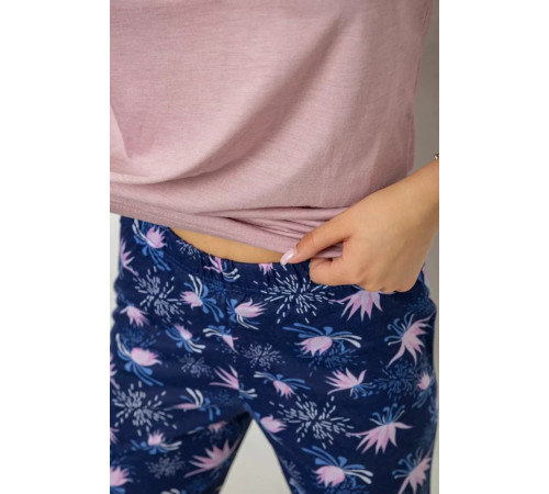 Піжама жіноча з принтом, колір пудровий, 243R10248