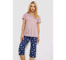 Піжама жіноча з принтом, колір пудровий, 243R10248