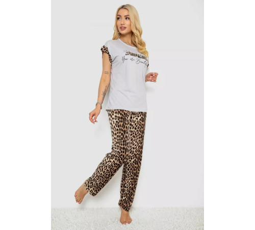 Женская пижама с принтом, цвет серый, 243R2101