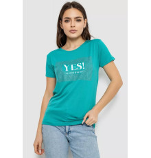 Футболка жіноча з принтом, колір бірюзовий, 244R507