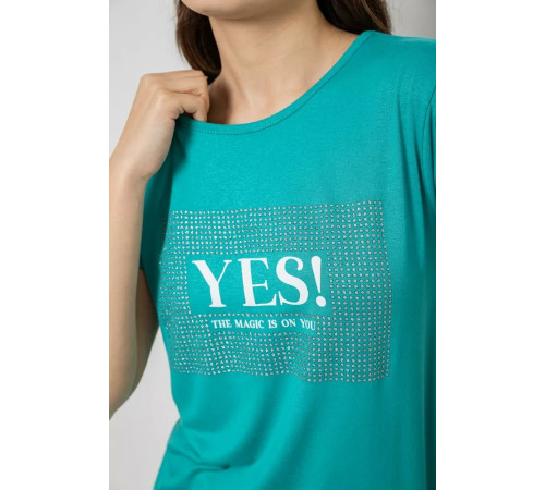 Футболка жіноча з принтом, колір бірюзовий, 244R507