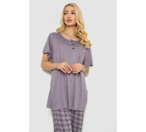 Женская пижама с принтом, цвет серый, 243R7023