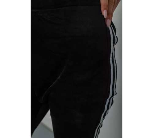 Спорт брюки женские велюровые, цвет черный, 244R5576