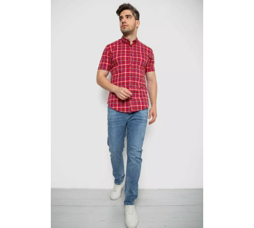 Сорочка чоловіча в клітку, колір червоний, 214R831-1