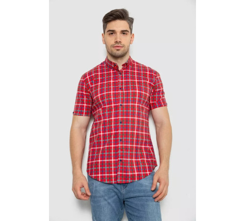 Сорочка чоловіча в клітку, колір червоний, 214R831-1