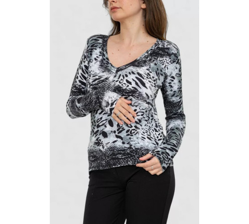 Жіночий лонгслів укорочений, колір сіро-чорний, 186R563