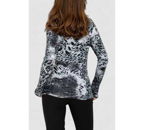 Жіночий лонгслів укорочений, колір сіро-чорний, 186R563