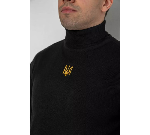 Гольф чоловічий з вишивкою тризуб, колір чорний, 161R010