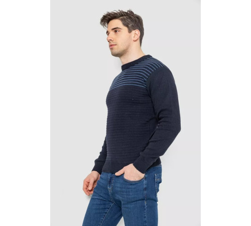 Светр чоловічий в смужку, колір темно-синій, 161R1029