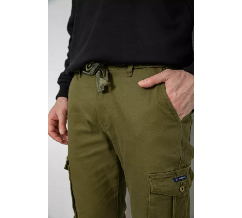 Штани чоловічі з кишенями 244R2078, колір хакі, 243R8081