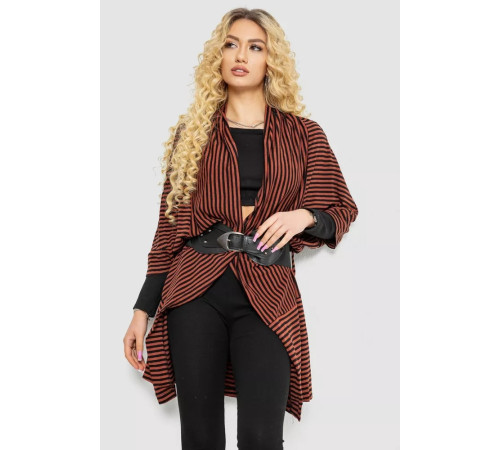 Кардиган женский в полоску, цвет коричнево-черный, 244R30614