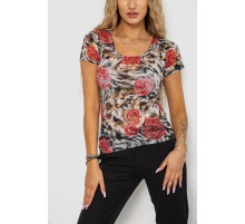 Футболка женская сетка, цвет бежево-розовый, 186R628