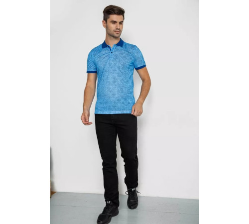 Поло мужское с принтом, цвет синий, 247R316