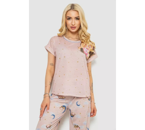 Женская пижама с принтом, цвет бежевый, 243R004-P19