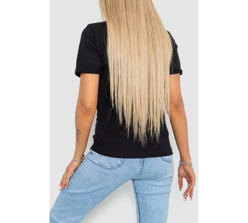 Футболка жіноча з принтом, колір чорний, 238R57395