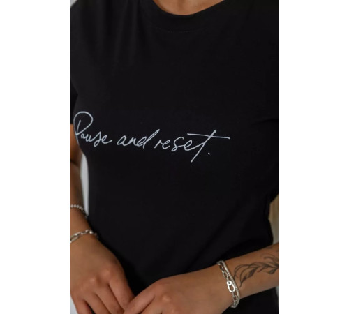 Футболка жіноча з принтом, колір чорний, 238R57395