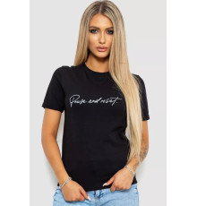 Футболка жіноча з принтом, колір чорний, 238R57395