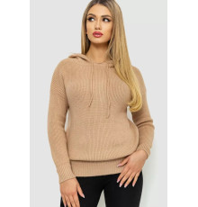 Кофта-батник женская с капюшоном, цвет бежевый, 244R2029.