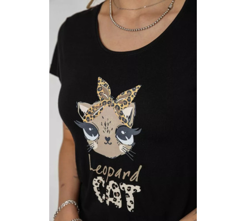 Женская пижама с принтом, цвет черный, 243R7122