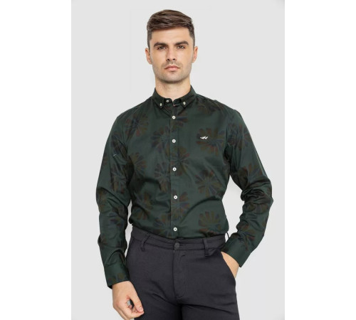 Рубашка мужская с принтом, цвет темно-зеленый, 247R116