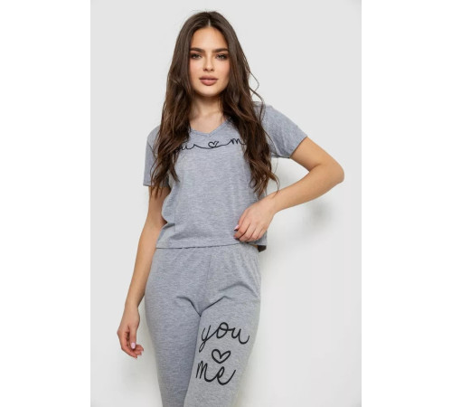 Женская пижама с принтом, цвет серый, 243RK-026