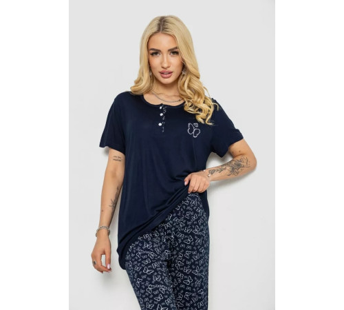 Піжама жіноча з принтом, колір синій, 243R7027