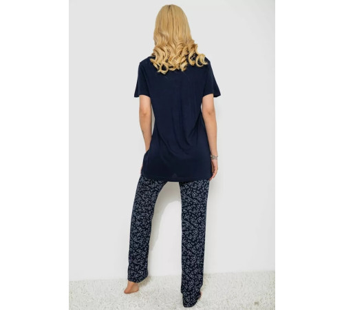 Піжама жіноча з принтом, колір синій, 243R7027