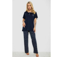 Піжама жіноча з принтом, колір синій, 243R7027
