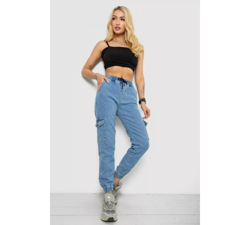 Джинси жіночі карго, колір блакитний, 182R1427