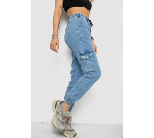 Джинси жіночі карго, колір блакитний, 182R1427