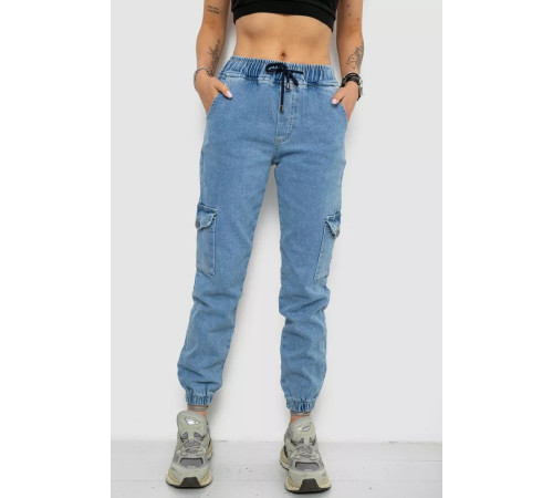 Джинси жіночі карго, колір блакитний, 182R1427