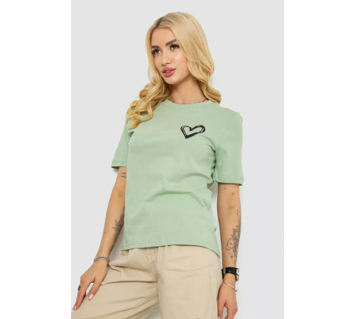 Жіноча футболка з принтом, колір оливковий, 241R128