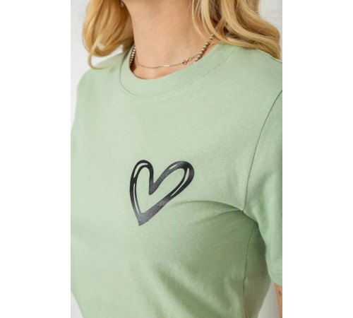 Жіноча футболка з принтом, колір оливковий, 241R128