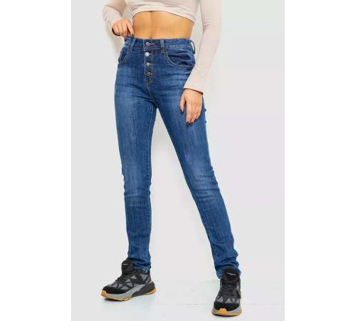 Джинси жіночі з потертостями, колір синій, 214R1417