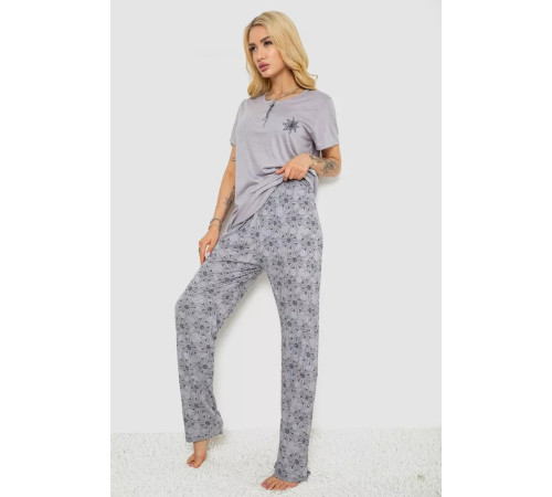Женская пижама с принтом, цвет серый, 243R6620