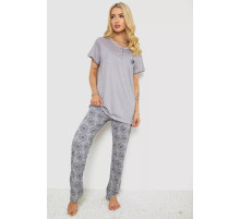 Піжама жіноча з принтом, колір сірий, 243R6620
