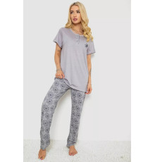 Женская пижама с принтом, цвет серый, 243R6620