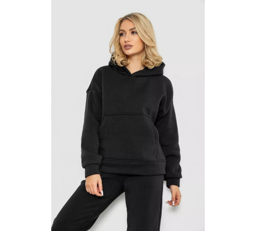 Спортивный женский костюм на флисе, цвет черный, 177R055