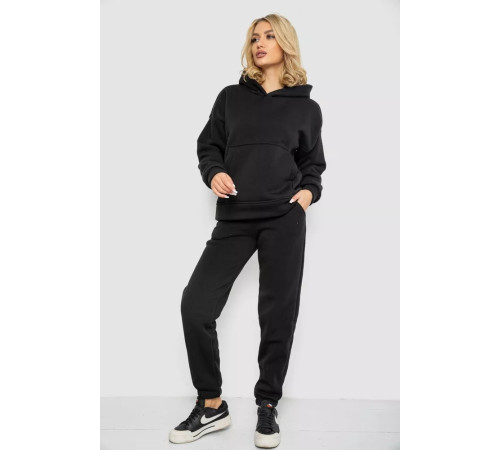 Спортивный женский костюм на флисе, цвет черный, 177R055