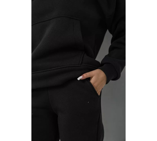 Спортивный женский костюм на флисе, цвет черный, 177R055