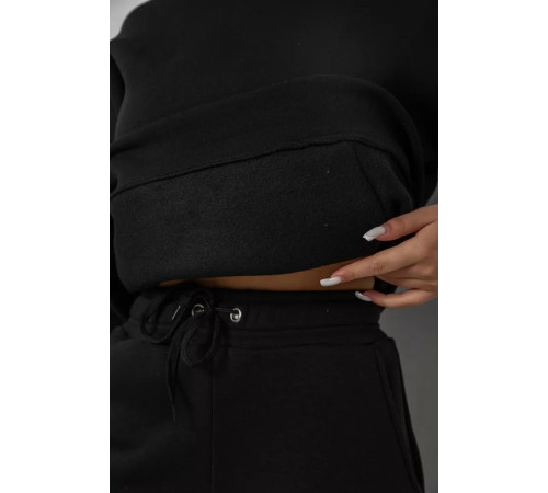 Спортивный женский костюм на флисе, цвет черный, 177R055