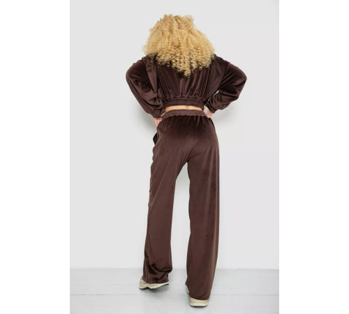 Спортивный костюм женский велюровый на молнии, цвет шоколадный, 177R065