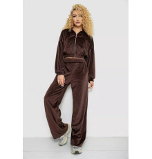 Спортивный костюм женский велюровый на молнии, цвет шоколадный, 177R065