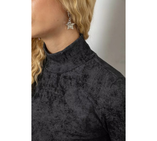 Гольф женский в рубчике, цвет черно-серый, 102R5267