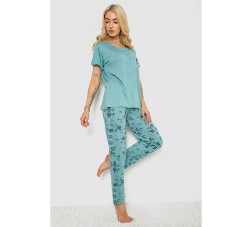 Пижама женская с принтом, цвет светло-оливковый, 243R10199.