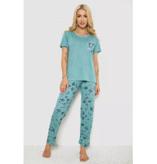 Піжама жіноча з принтом, колір світло-оливковий, 243R10199