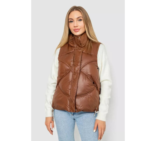 Жилетка жіноча однотонна, колір коричневий, 244R915
